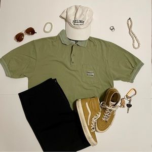 Vintage Men's L Puerto Vallarta Green Golf Polo